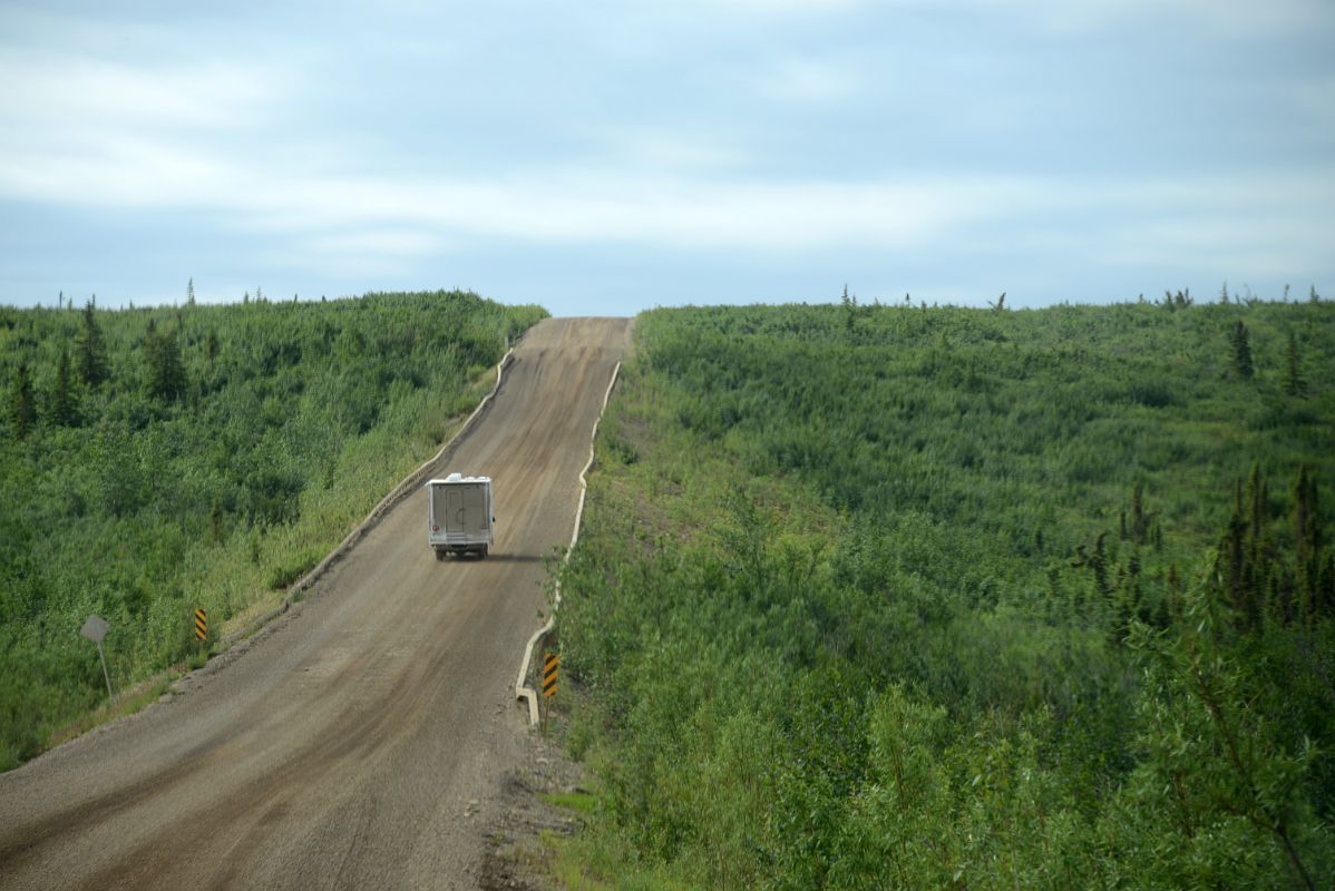 07A RV Driving On The Dempster Highway Just After The Peel River Ferry On Day Tour From Inuvik To Arctic Circle